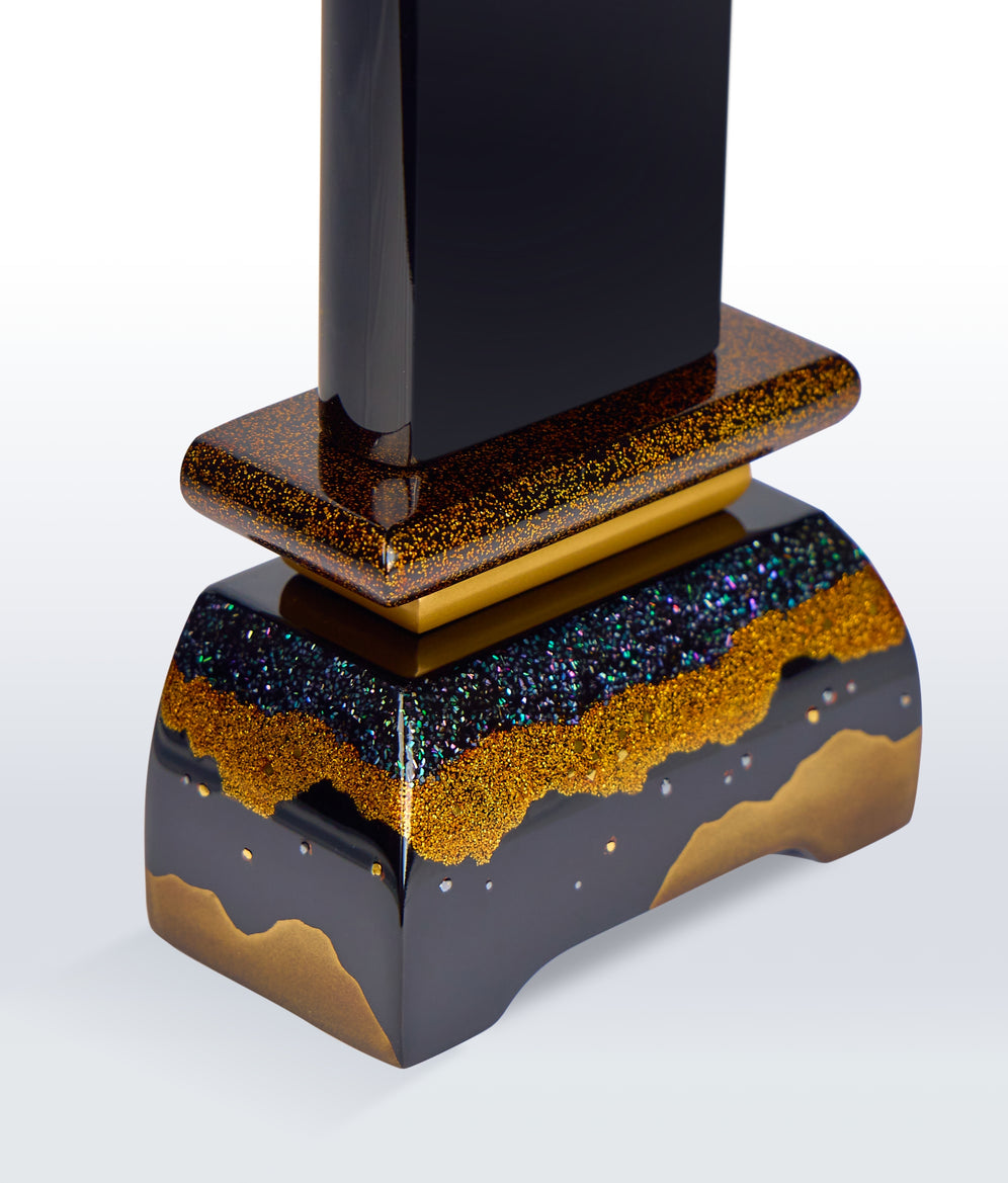 漆芸蒔絵位牌 輪島塗 銀河蒔絵 ダルマ型